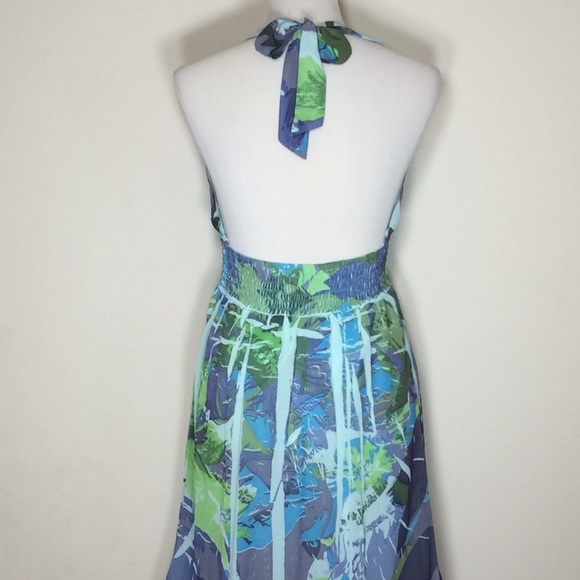 Multicolored Backless Full Length Maxi Sundress - Picture 3 of 5